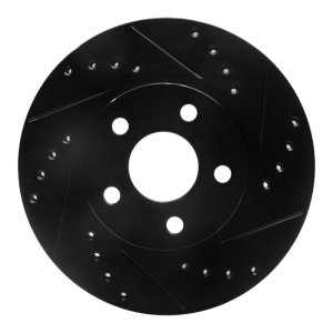 Buick Skylark Brake Rotor (1) - Front Right - R1 Concepts - Drilled & Slotted - Black - `90-`05